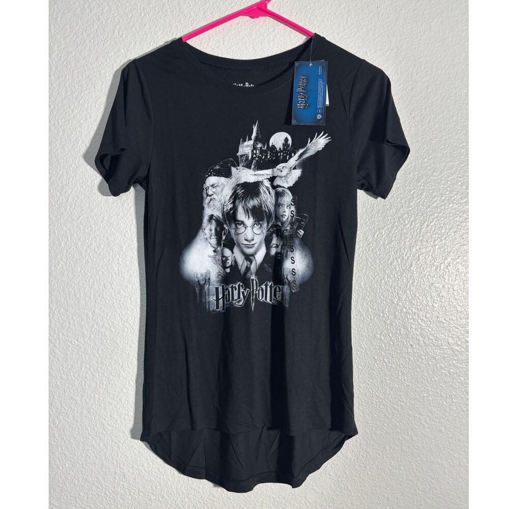 Harry Potter NWT Juniors Size Small Black Graphic Character T-Shirt High Low Hem